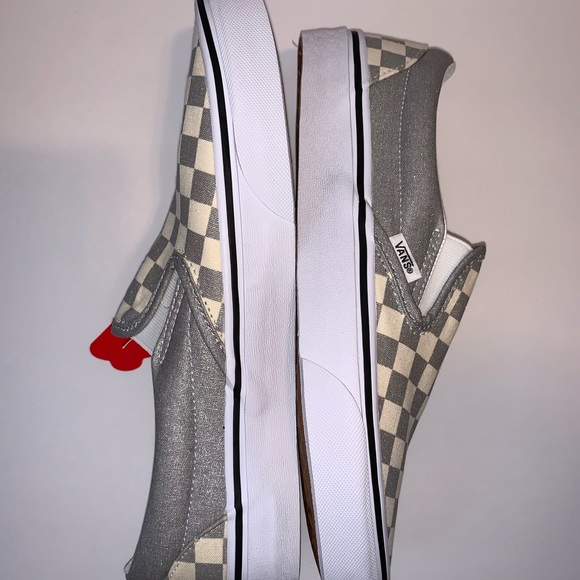 NWB Vans Classic Slip-On Checkerboard Silver - Picture 9 of 11
